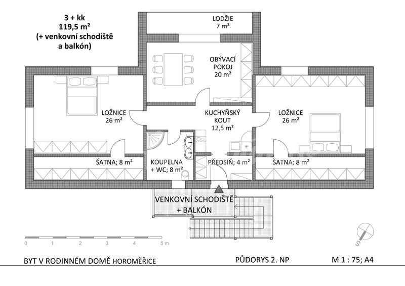 Spacious two bedroom apartment in a family house, Prague (file 2311_byt_horomerice_2NP.jpg)